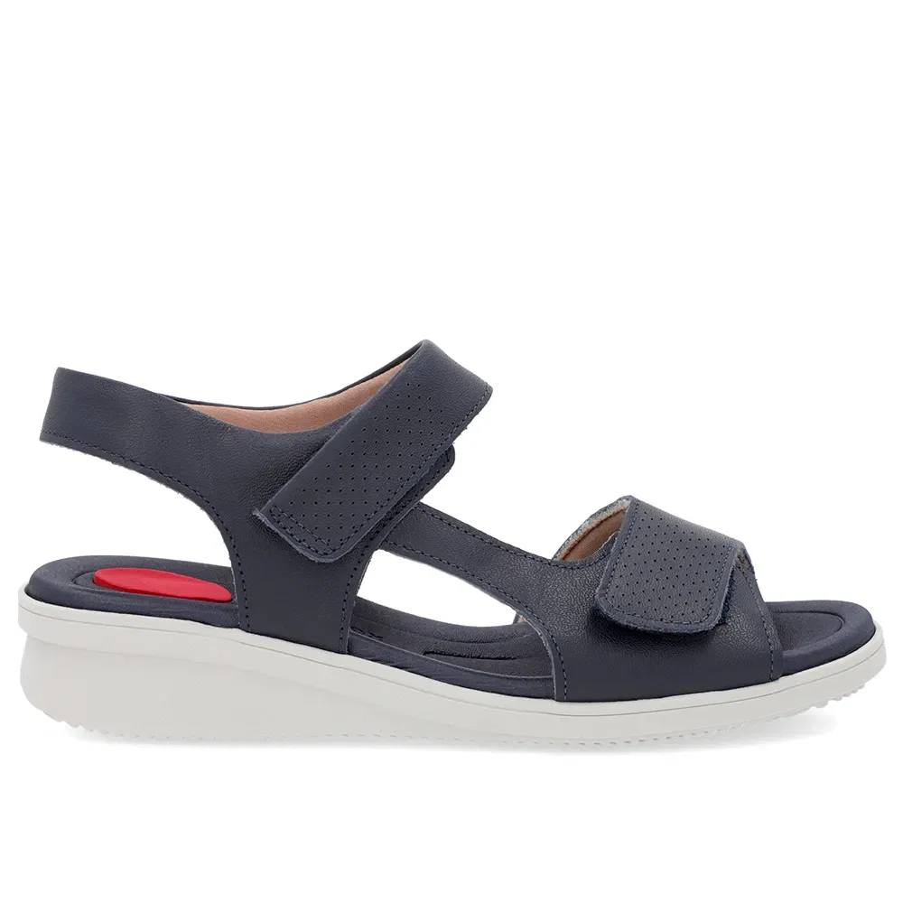 Sandália Plataforma Couro Azul Fecho-Flex