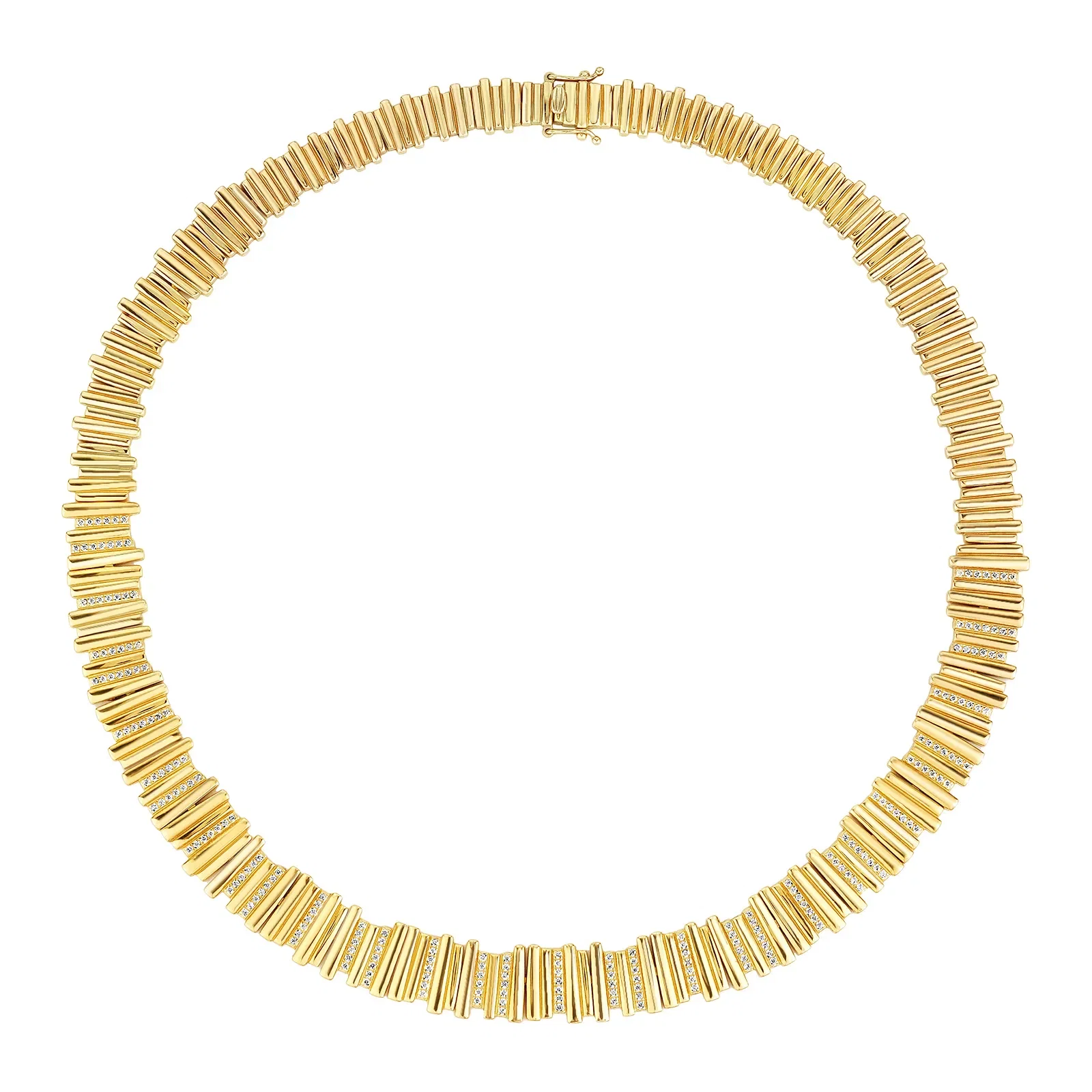 Colar Life Dunas em Prata 925 com Banho de Ouro 18k e Pedras Incolores, 47cm