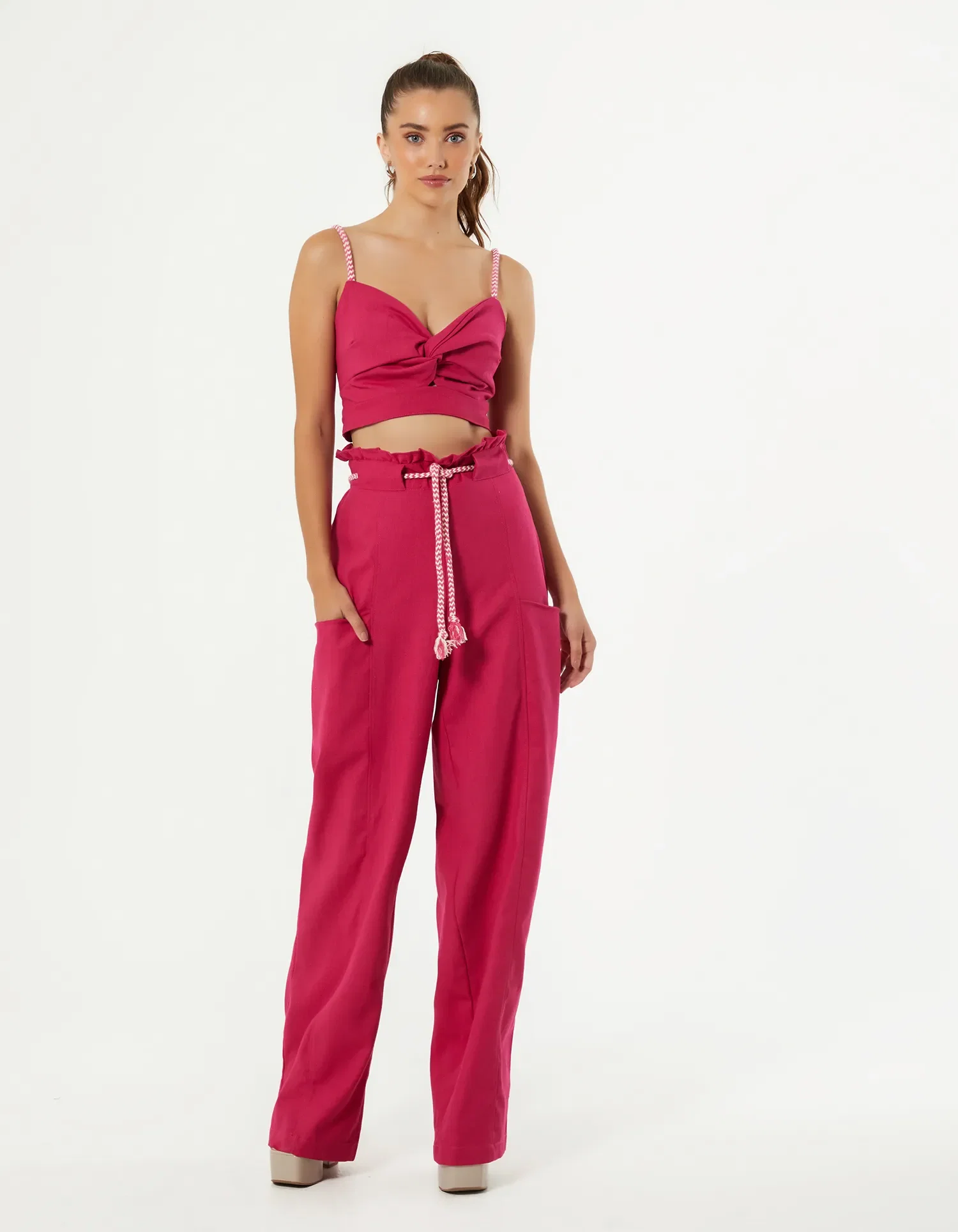 Calça Clochard Cinto Corda - Pink