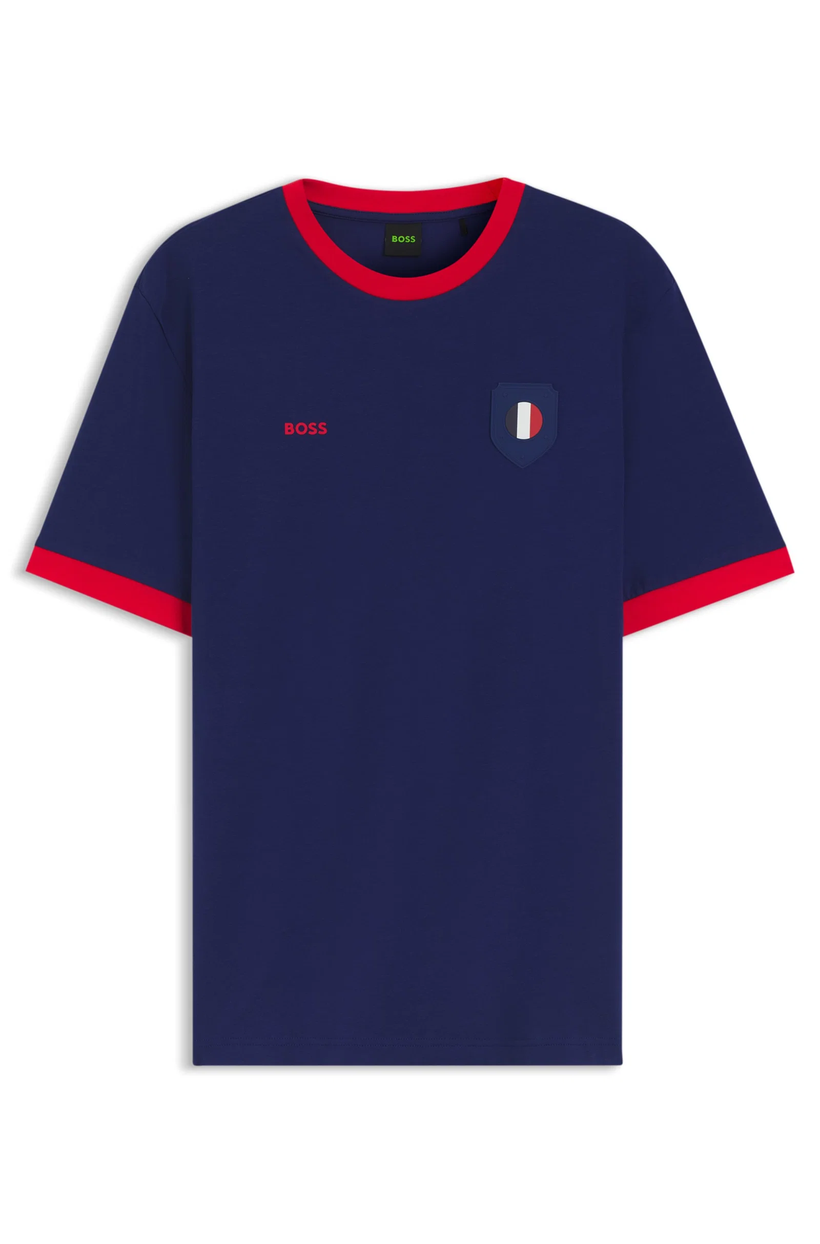 Camiseta De Algodão Stretch Com Bandeira Da França