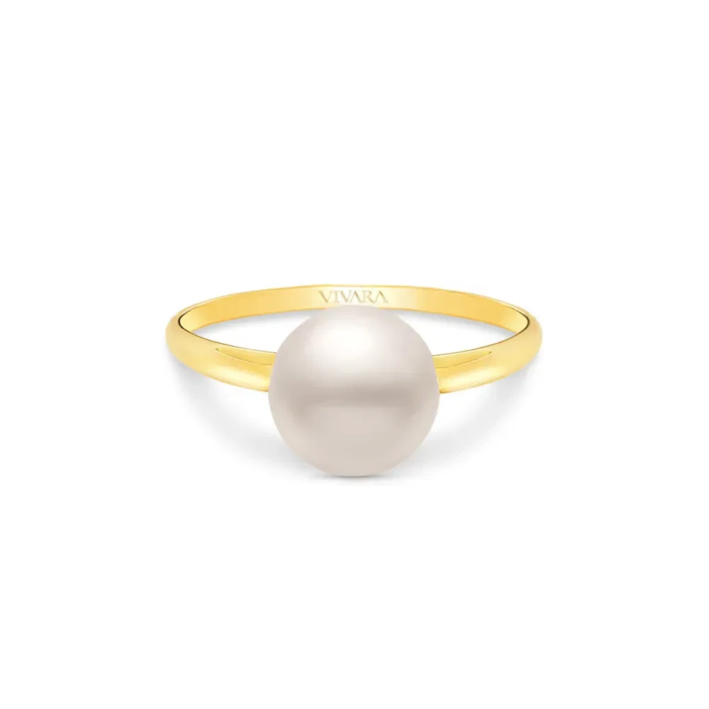 Anel Solitário em Ouro Amarelo 18k com Pérola, 8-8.5mm — imagem 1