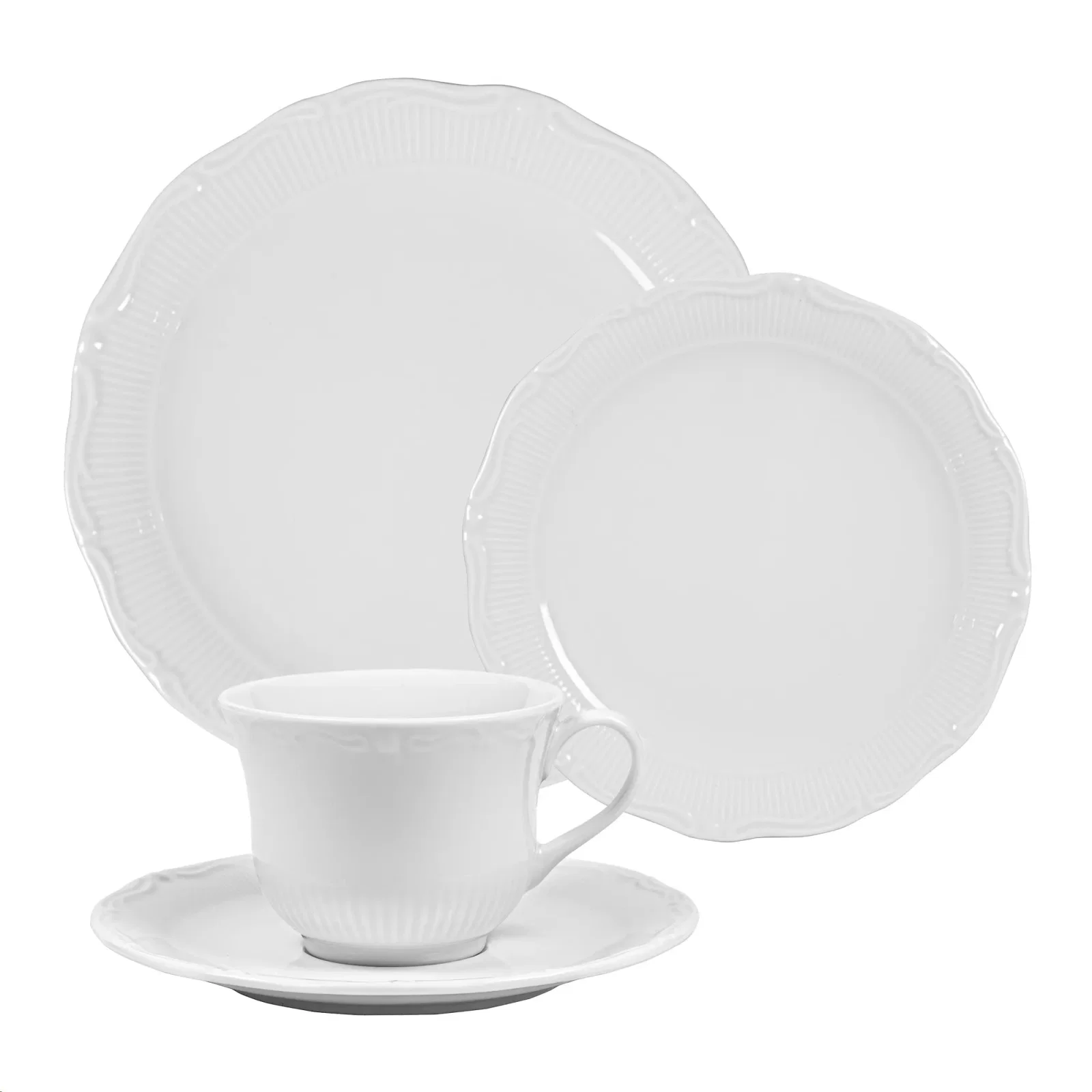 Aparelho de Jantar Gourmet 16 Peças em Porcelana Bianchini Branco
