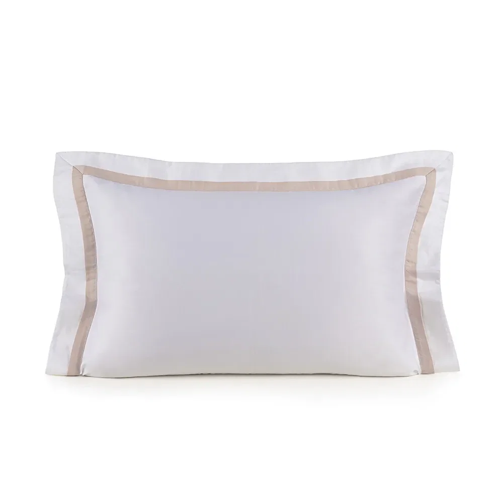 Fronha King 300 Fios Cetim Vercelli Branco / Rose