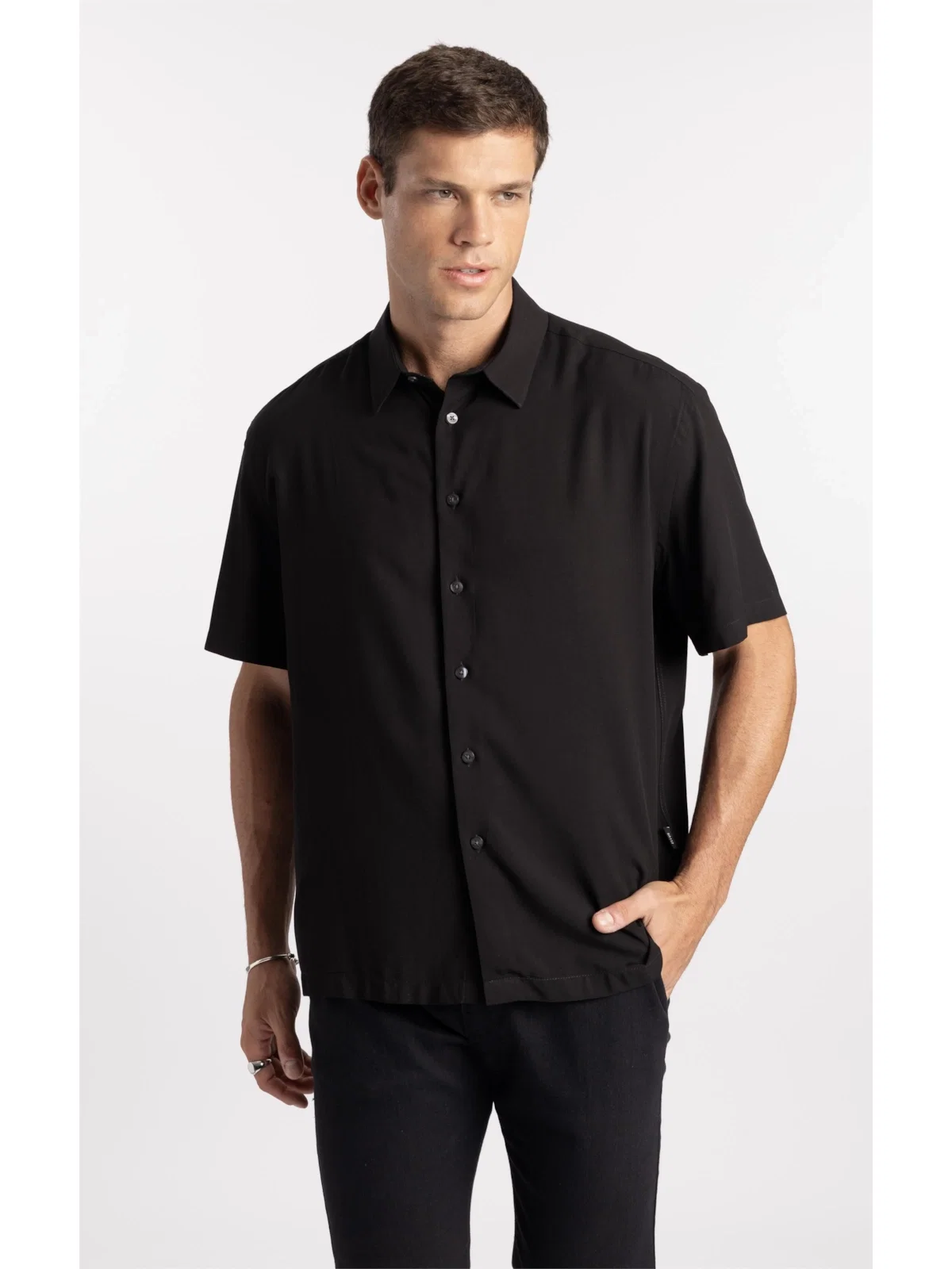 Camisa Visco Vintage Xangai Preto — imagem 1
