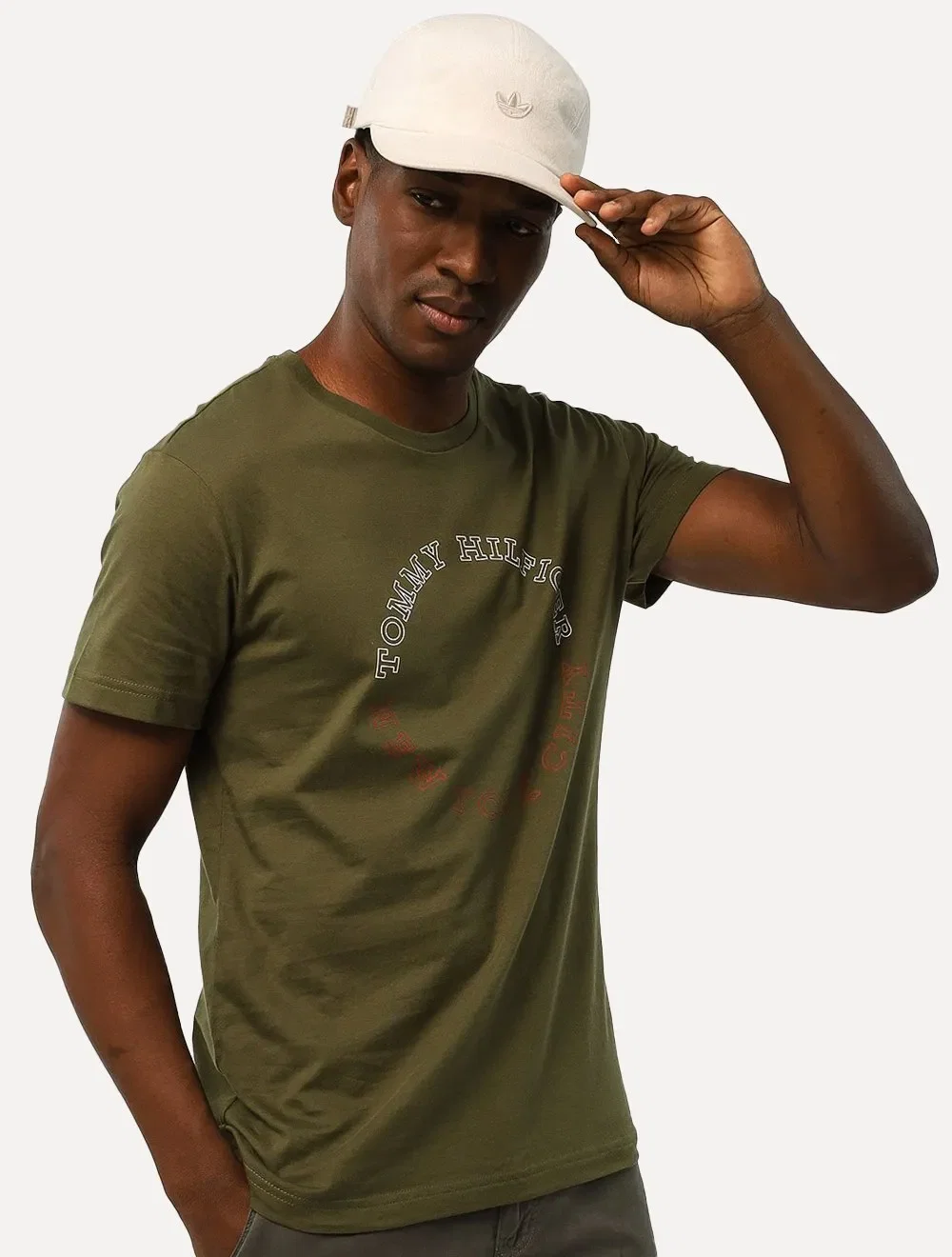 Camiseta Tommy Hilfiger Masculina Monotype Roundle Logo Verde Militar — imagem 1