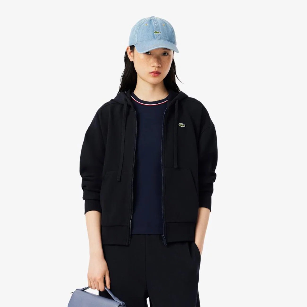 Blusão Moletom Aberto Lacoste Feminino – Textura Piqué e Capuz