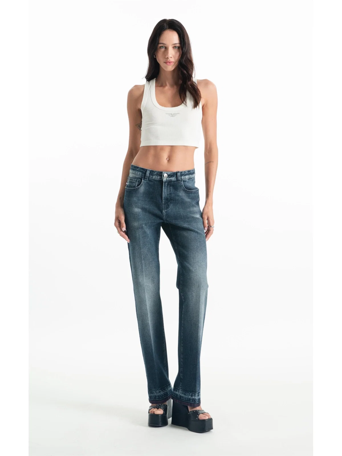 Calça Dark Forest Elastic Low Rise Lav. Escuro — imagem 1