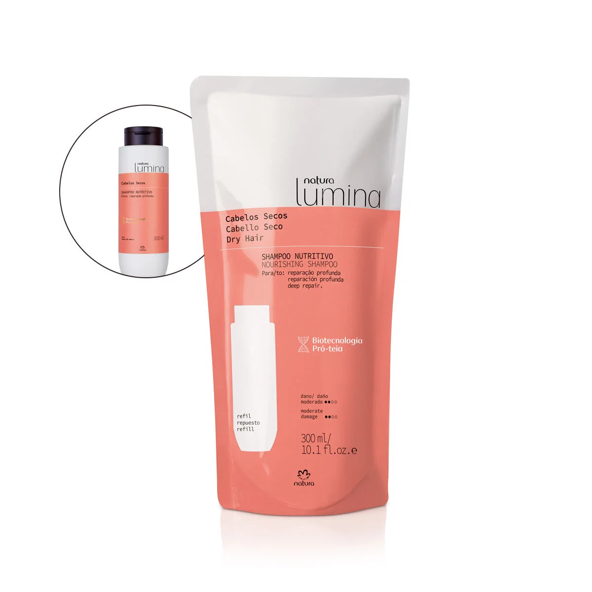 Refil Shampoo Nutritivo para Cabelos Secos Lumina 300 ml