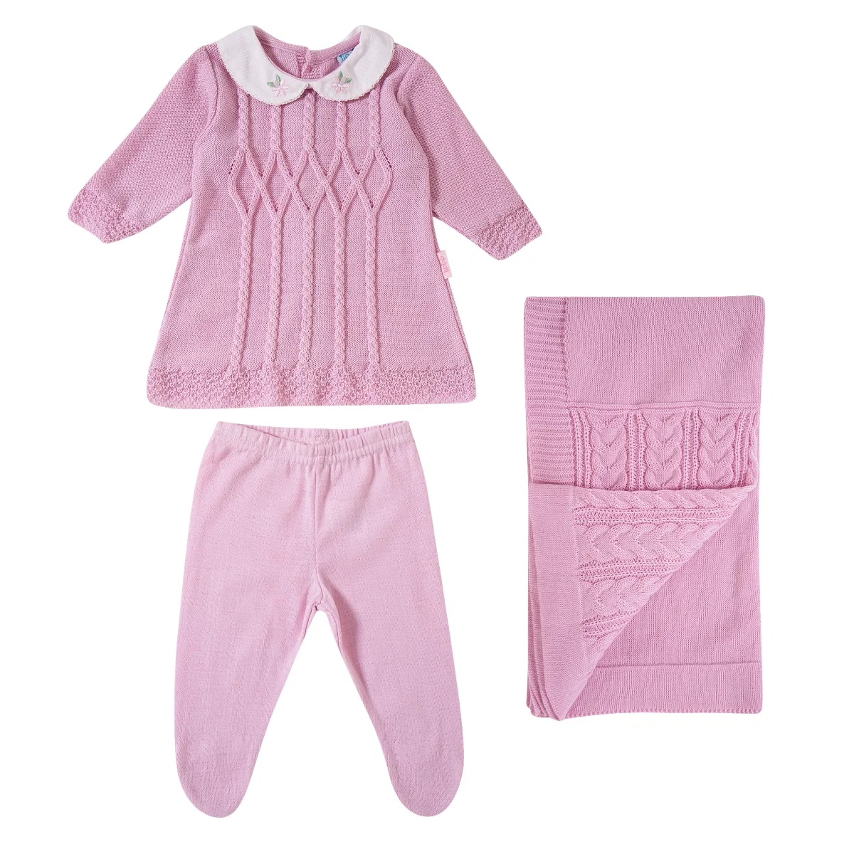 Kit 3 Peças Bebê Saída Maternidade Tricot Tip Top — imagem 1