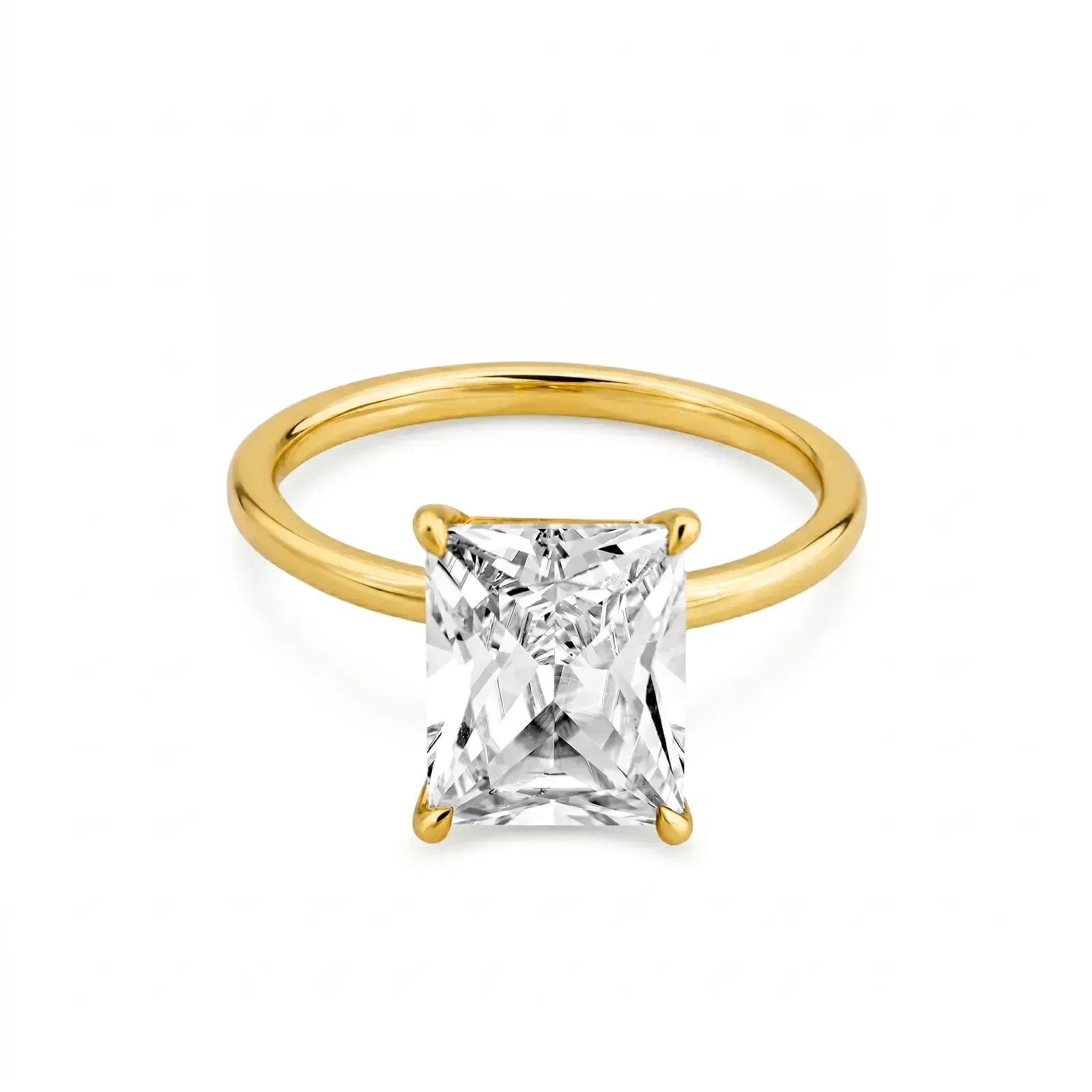 Anel Solitário Life em Prata 925 com Banho de Ouro Amarelo 18K e Zircônia Incolor