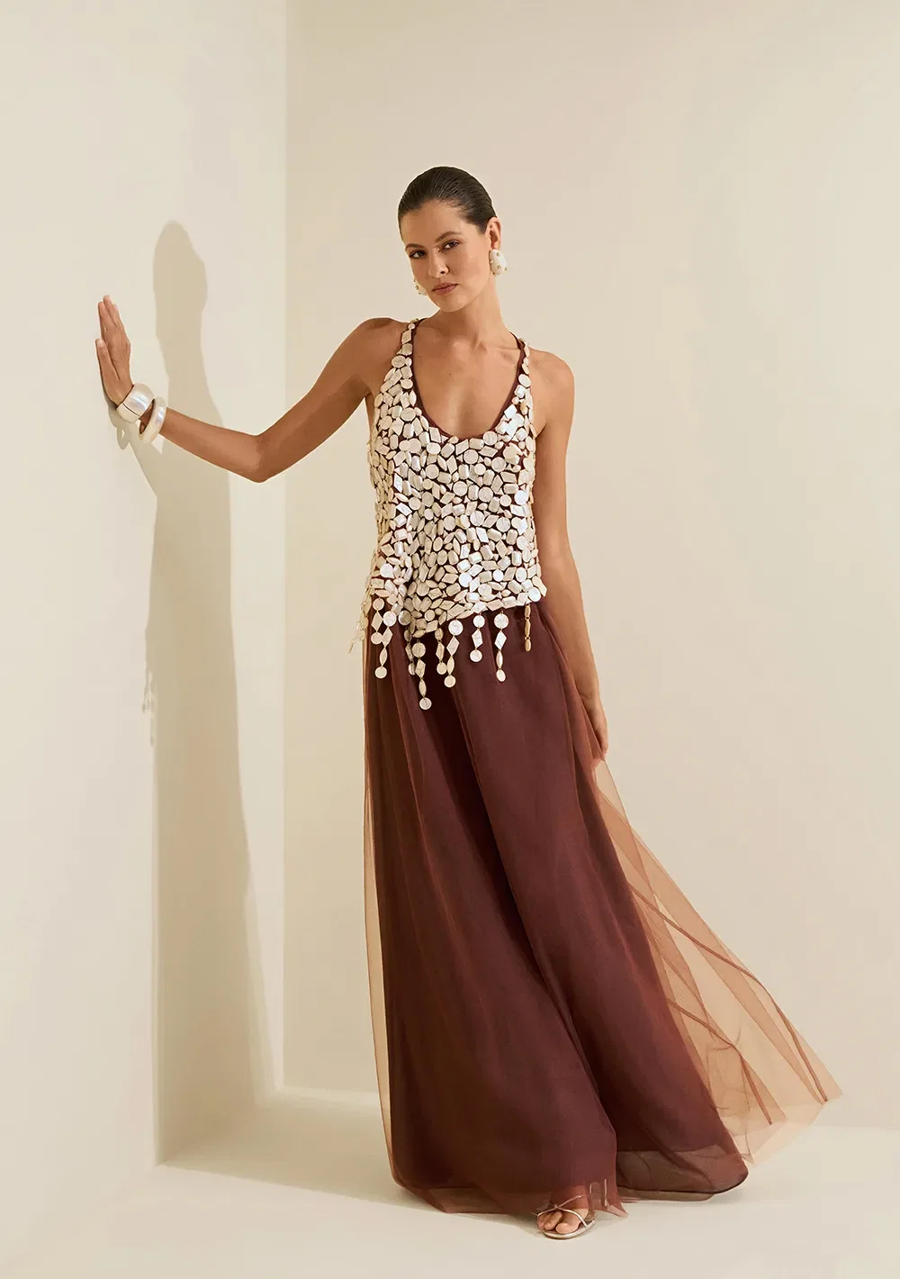 Vestido Longo Umbra Marrom