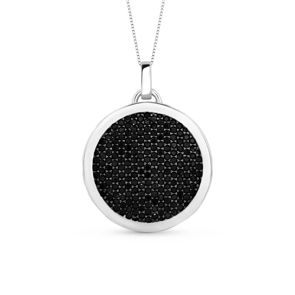 Pingente V Love em Prata 925 com Safiras Negras, 33mm — imagem 1
