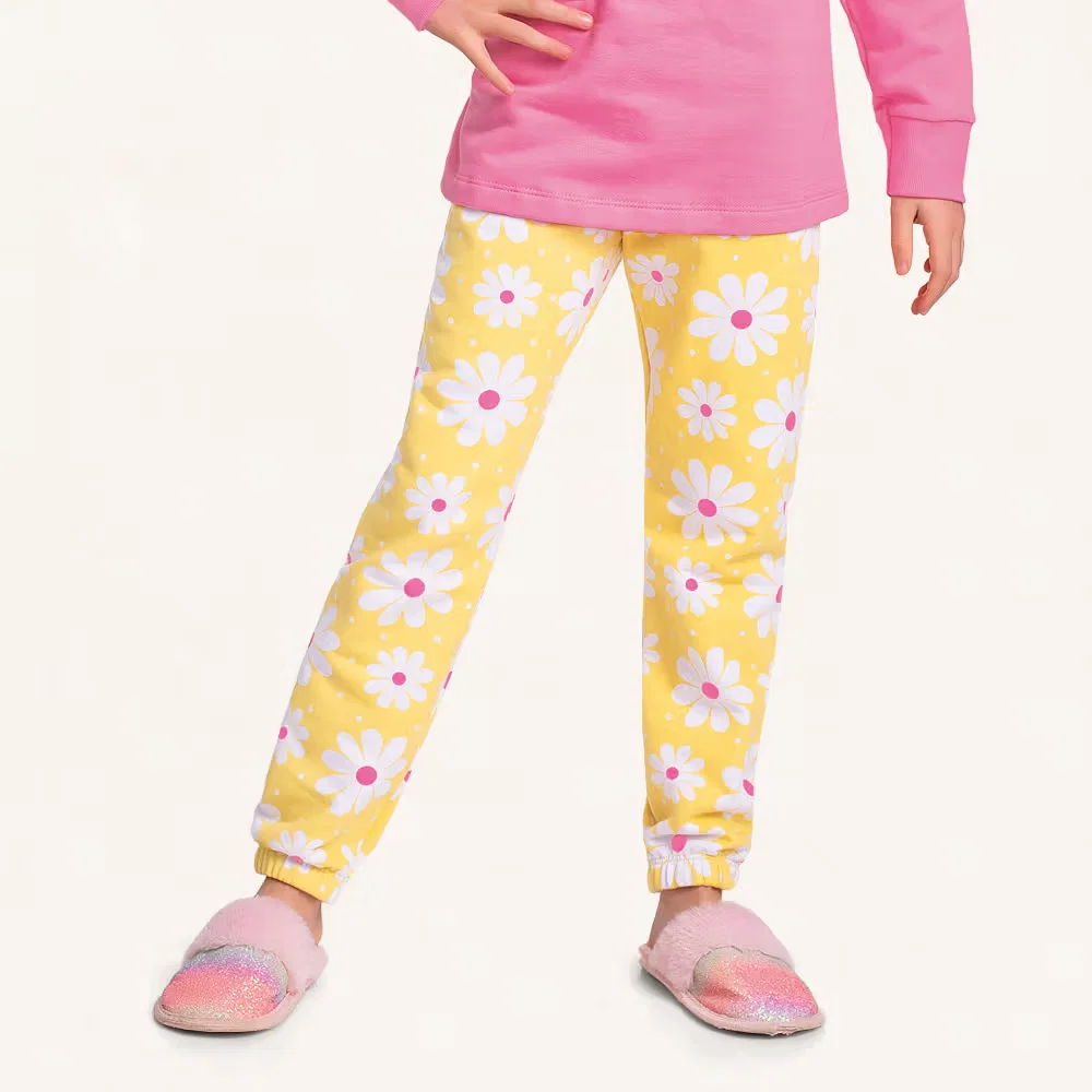 Conjunto pijama blusão e calça em moletom flores — imagem 1