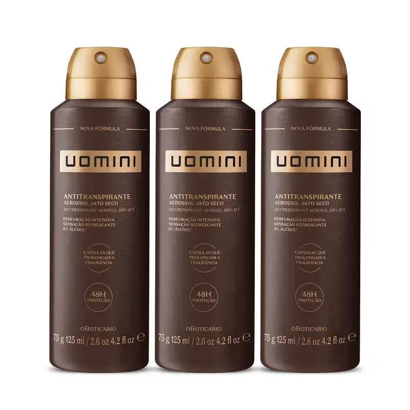 Combo Uomini: Desodorante Antitranspirante Aerossol 3x125ml cada