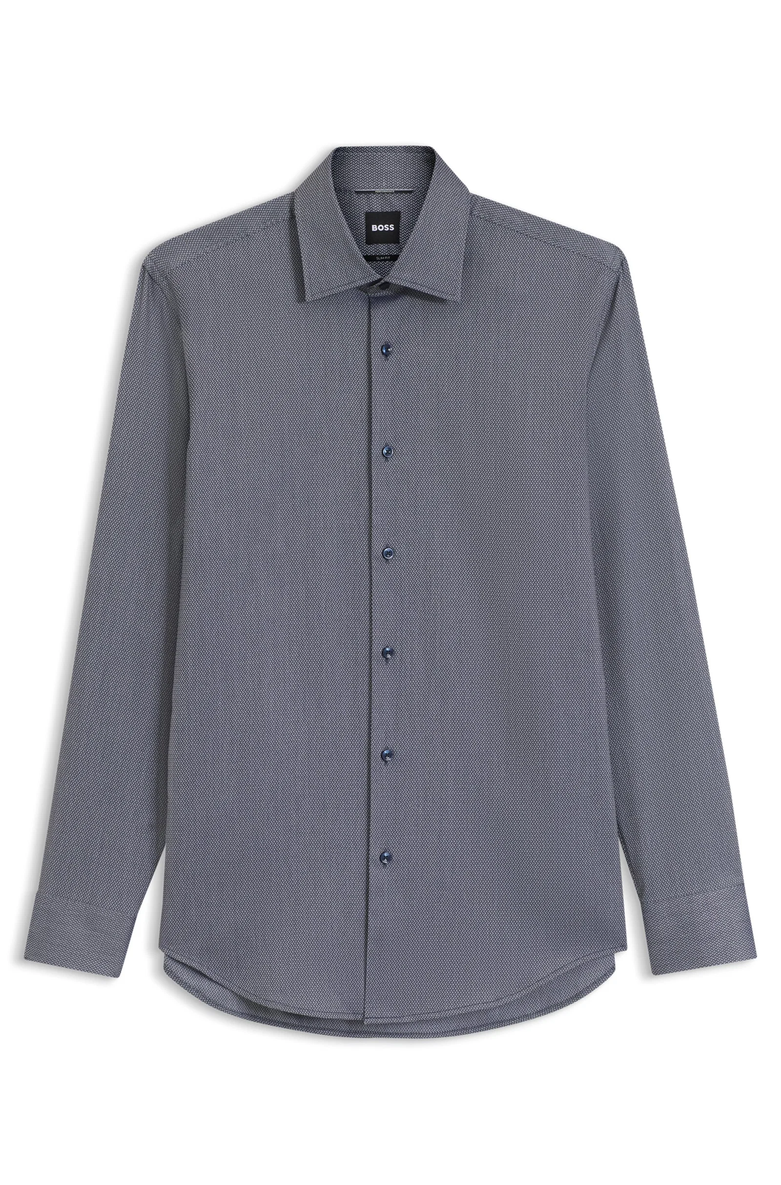 Camisa Slim Fit Em Mistura De Algodão Estruturado — imagem 1