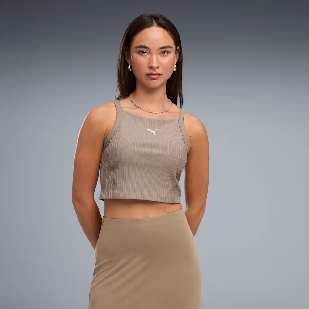 Camiseta Crop Top Essentials Ribbed Tight Feminina — imagem 1
