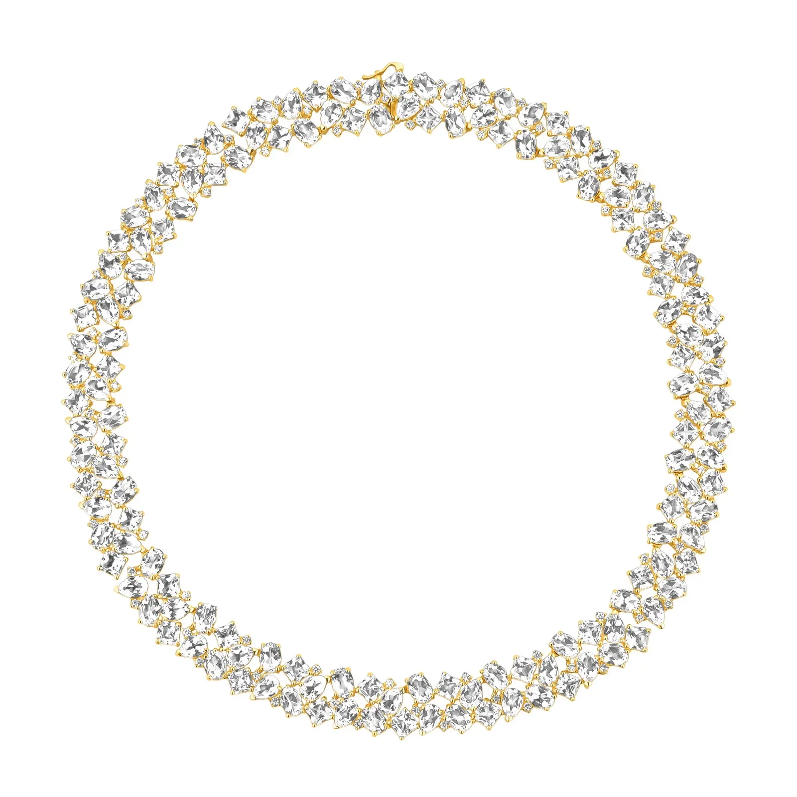 Colar Florence em Ouro Amarelo 18k com Cristais Naturais e Diamantes 1,87 ct, 40 cm