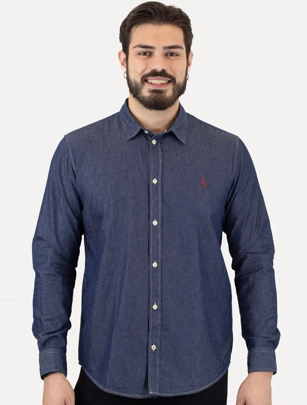 Camisa Reserva Masculina Jeans Easy Oxford Blue Denim Azul Índigo