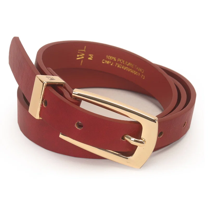 Cinto Feminino Com Fivela Retangular E Passante De Metal 1,8cm