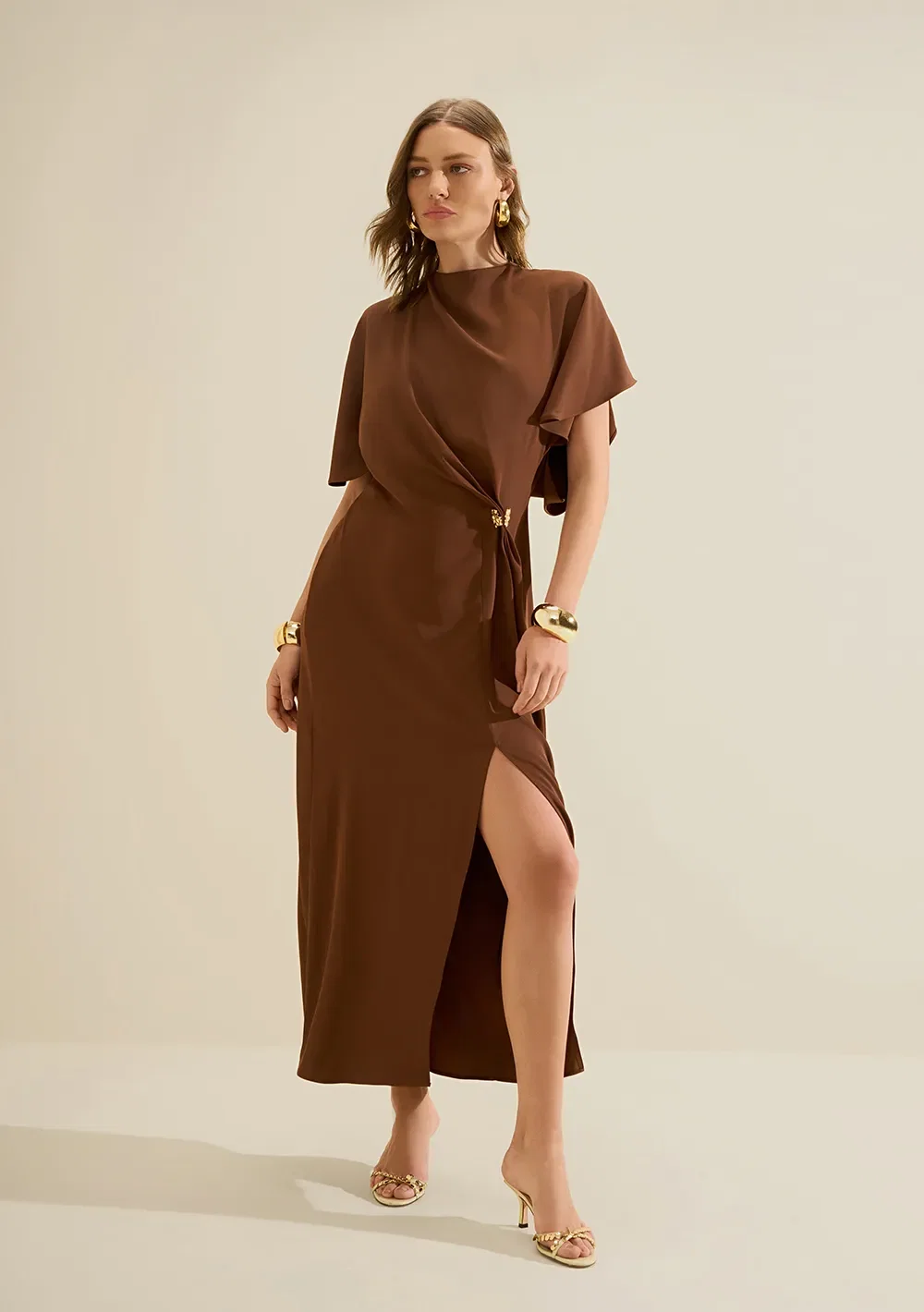 Vestido Midi Moka Marrom