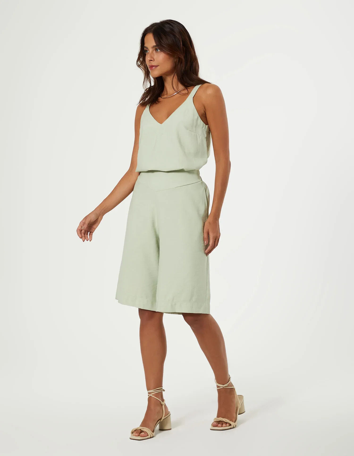 Bermuda Pala Geometrica Twill - Verde Amsterda — imagem 1