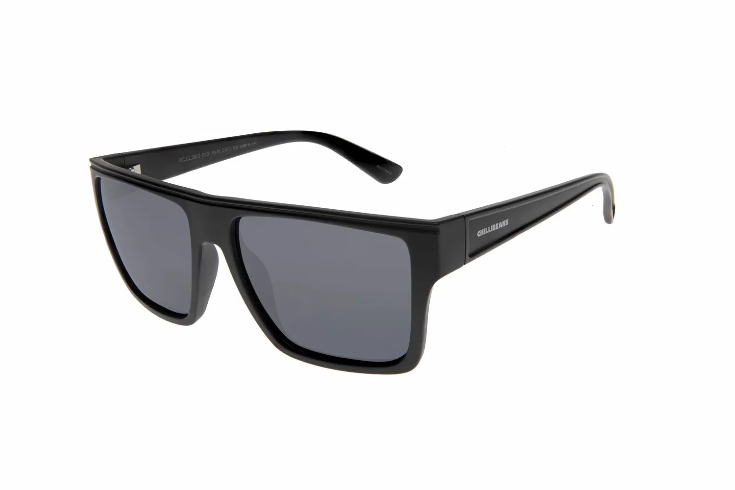 Óculos de Sol Masculino Chilli Beans Clássicos Quadrado Polarizado Preto Fosco — imagem 1