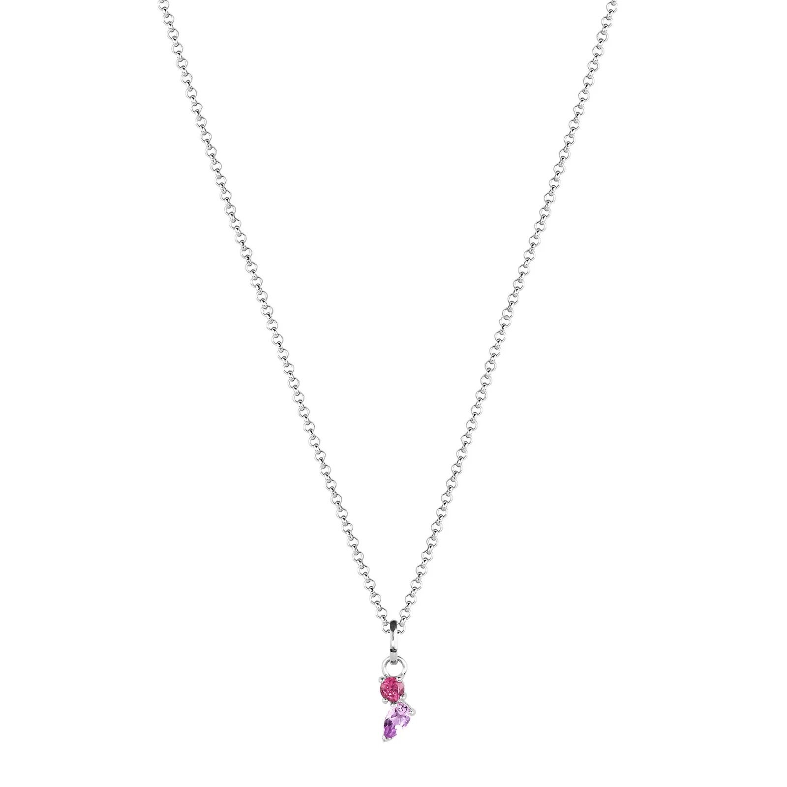 Colar Color em Prata 925 com Rodolita e Amestista, 45cm