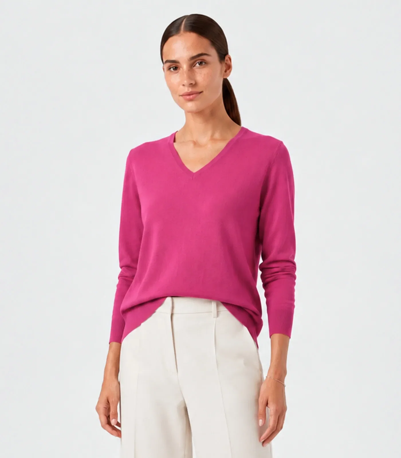 Suéter Feminino Gola V Em Tricot Rovitex Roxo