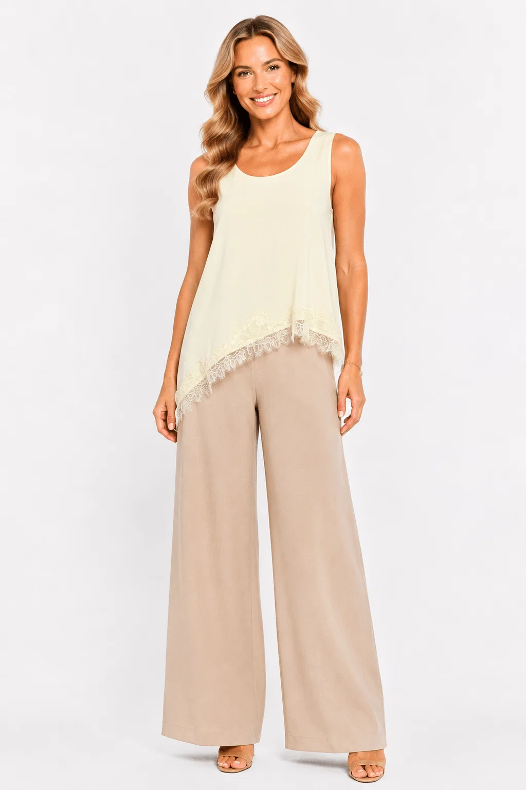 Blusa Assimétrica Detalhe Renda - Amarelo