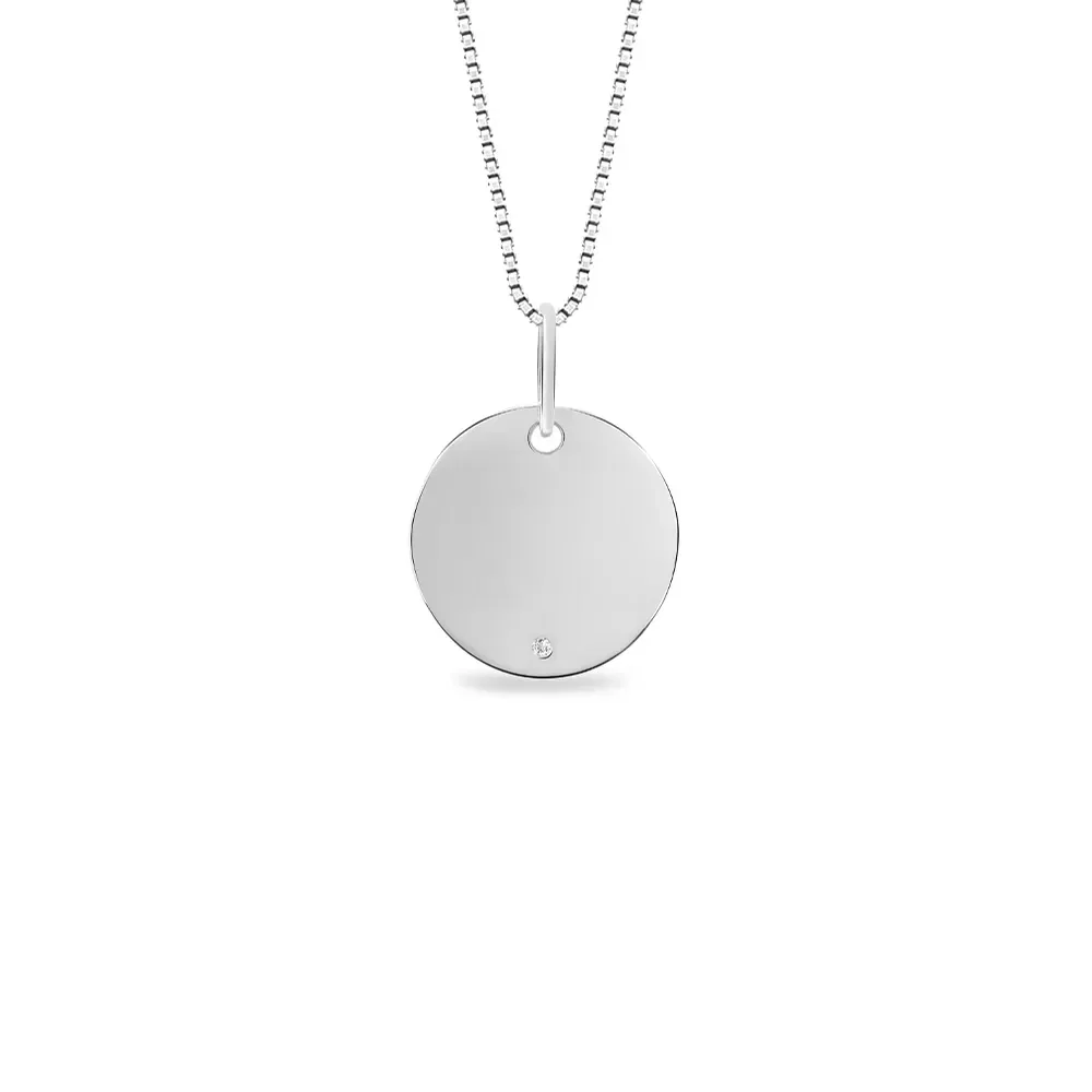 Pingente Personalizável em Ouro Branco 18k com Diamante, 19.5mm — imagem 1