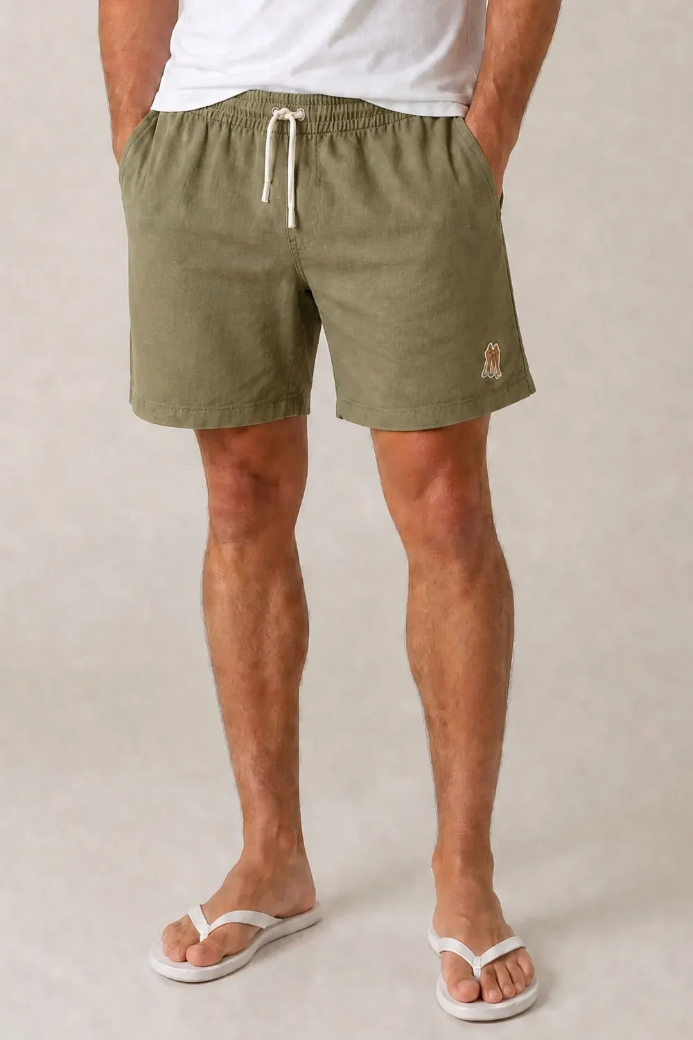 Short Masculino Linho Liso Polo Wear Verde Escuro