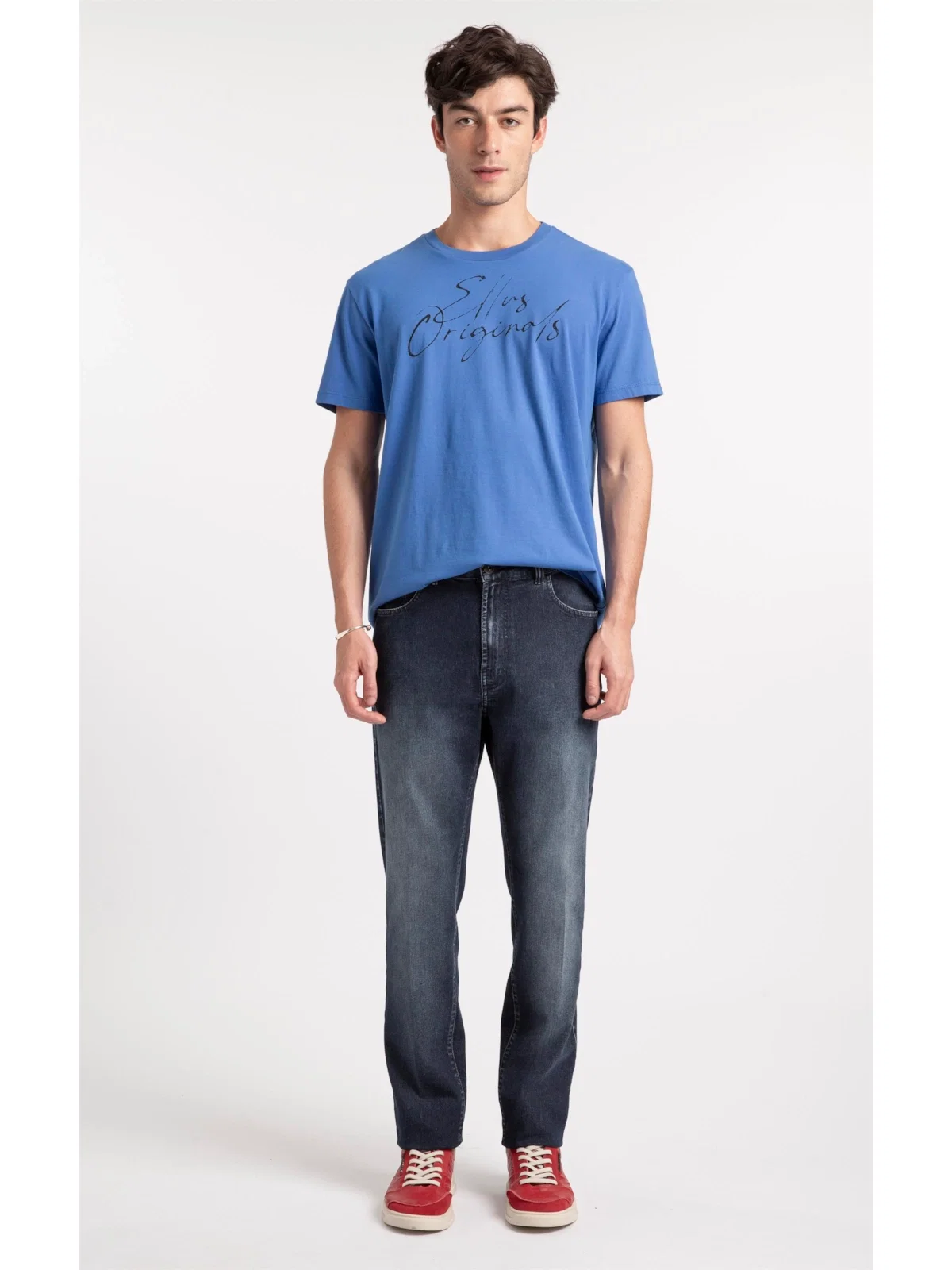 Calça Jeans First Blue Skinny Lav.Escuro C/ Used — imagem 1