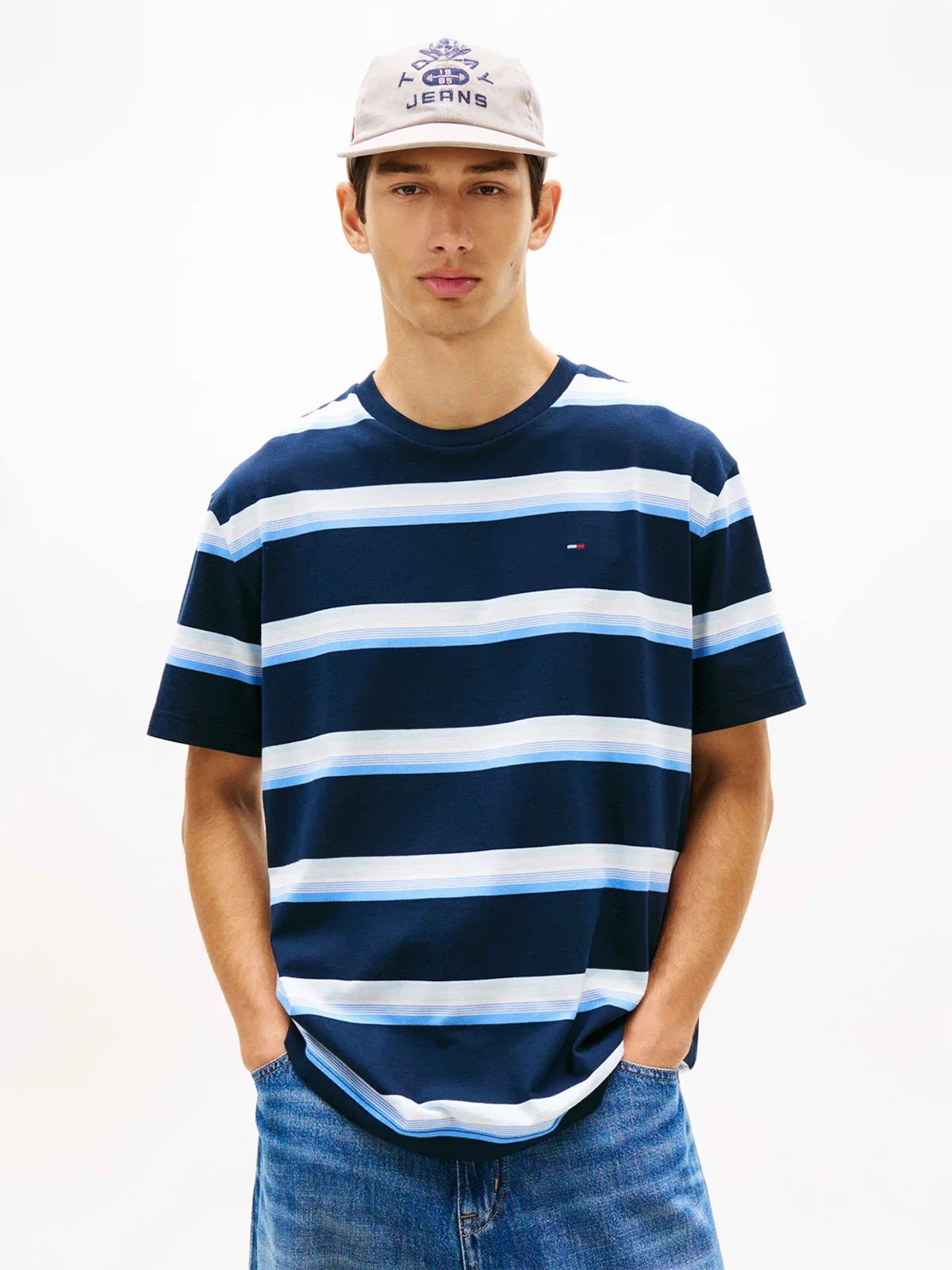 Camiseta Relaxed Listrado Manga Curta — imagem 1