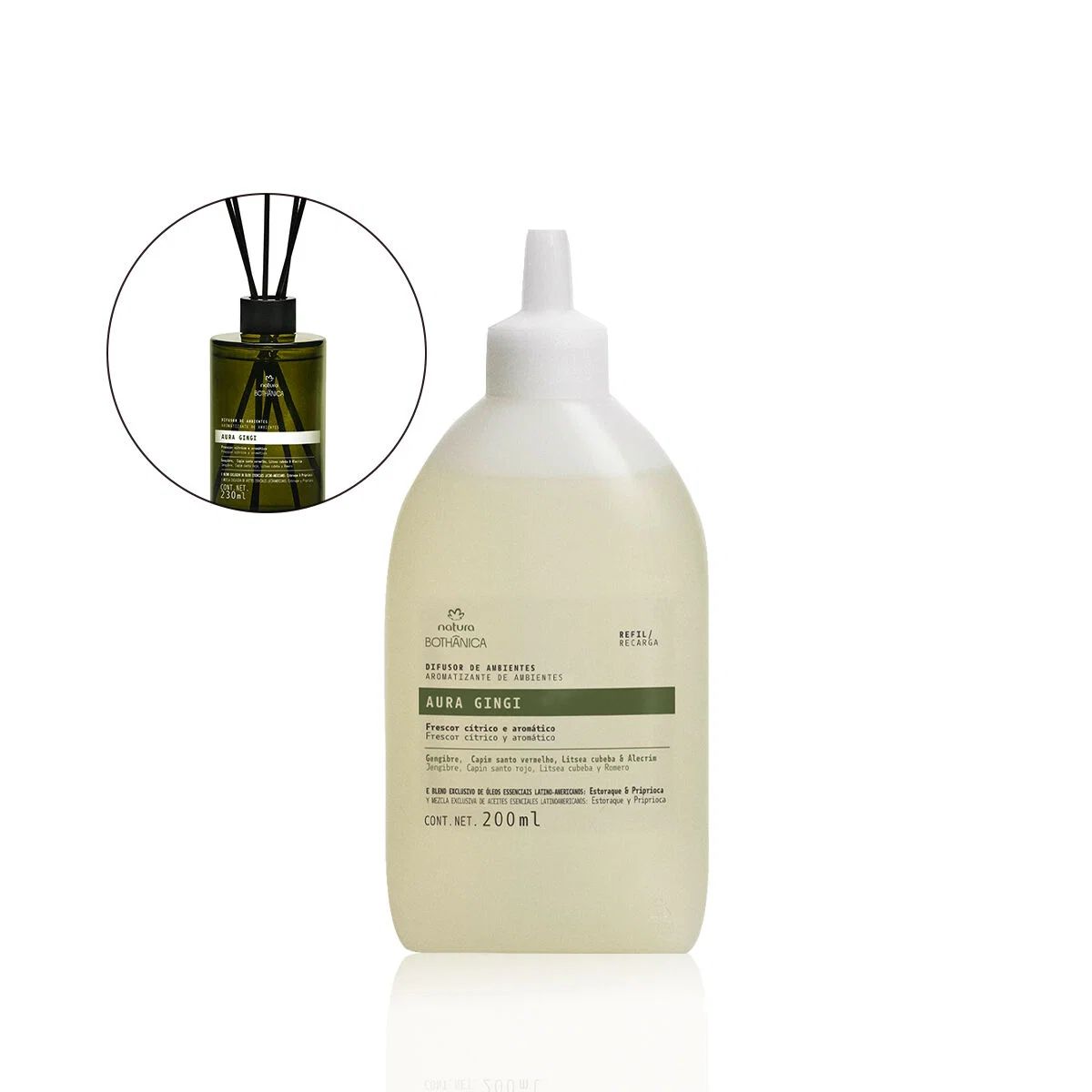 Refil Difusor de Ambiente Natura Bothânica Aura Gingi 230 ml
