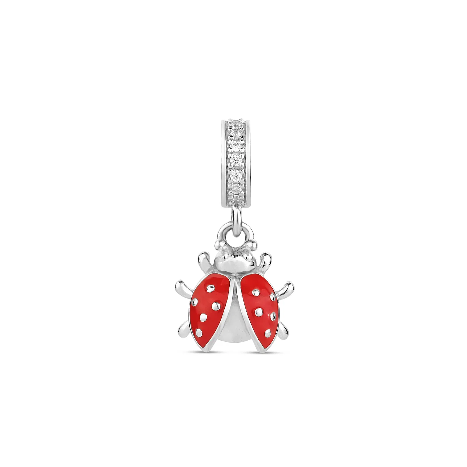 Pingente Life Animal Joaninha em Prata 925 com Pedras Incolores e Esmalte — imagem 1