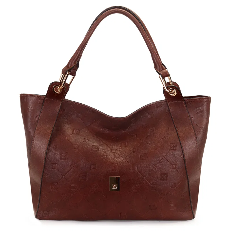 Bolsa Satchel Grande Monograma Wj Baixo Relevo
