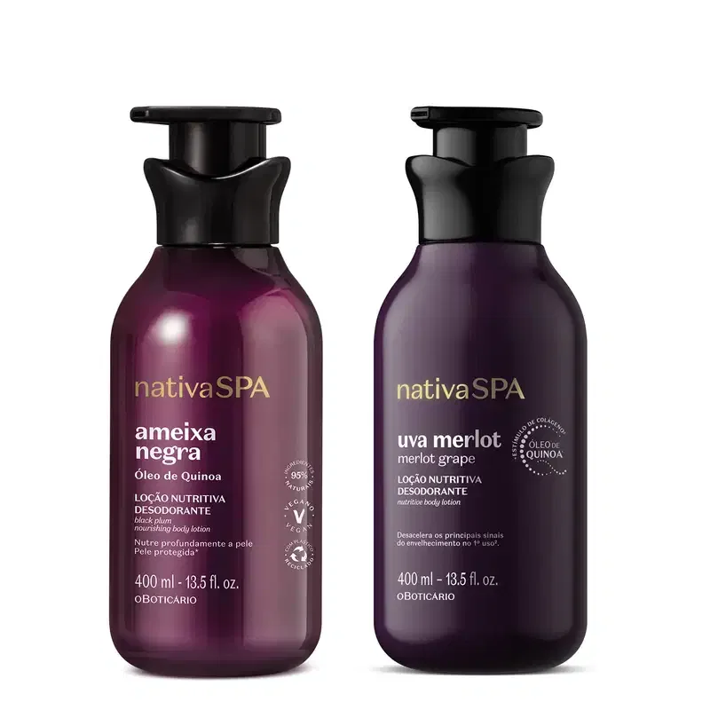 Combo Loção Corporal Nativa SPA: Uva Merlot 400ml + Ameixa Negra 400ml