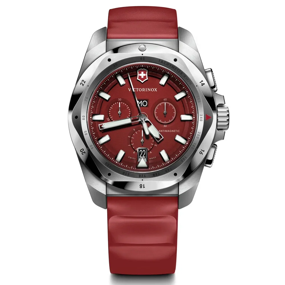 Relógio Victorinox Inox Masculino Borracha Vermelha 241986
