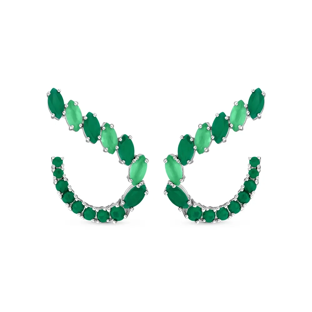 Brinco Life Nature III em Prata 925 com Ágata Verde e Calcedônia Verde — imagem 1