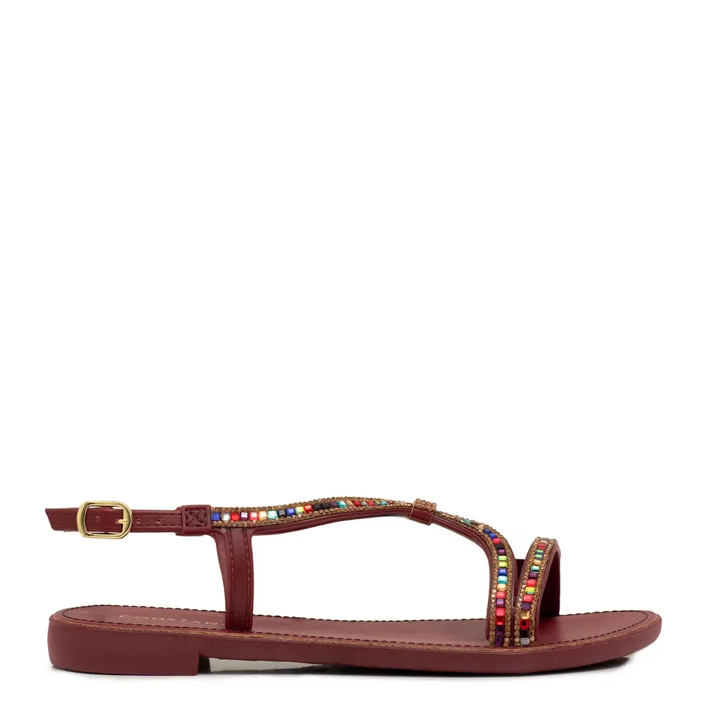 Rasteira Strass Bordo