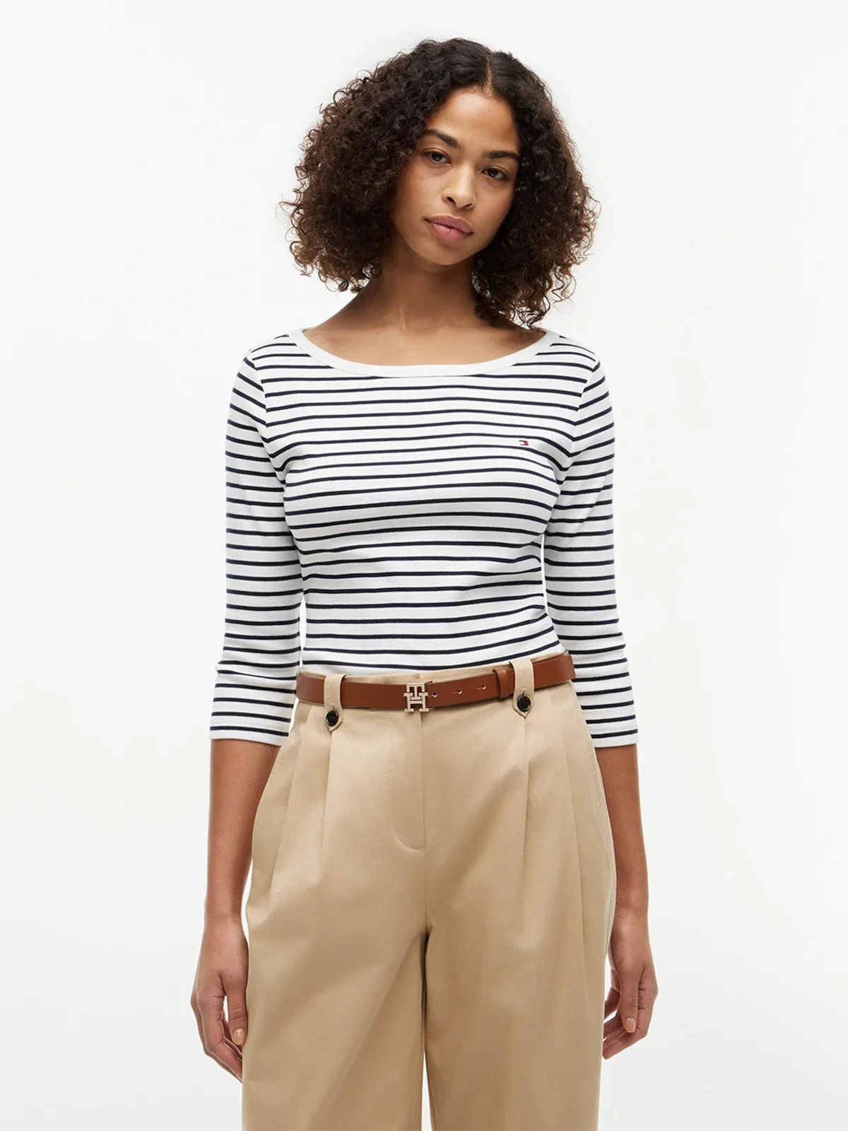 Camiseta Manga Três-quartos Gola Canoa Slim — imagem 1