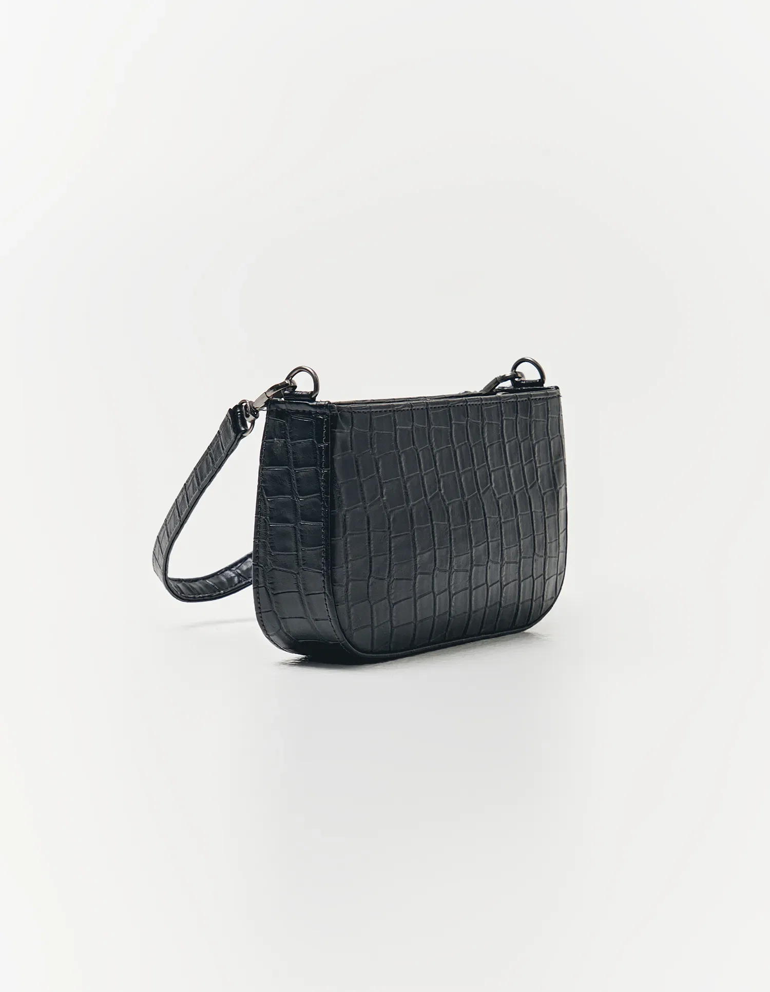 Bolsa Croco Alça Dupla - Preto
