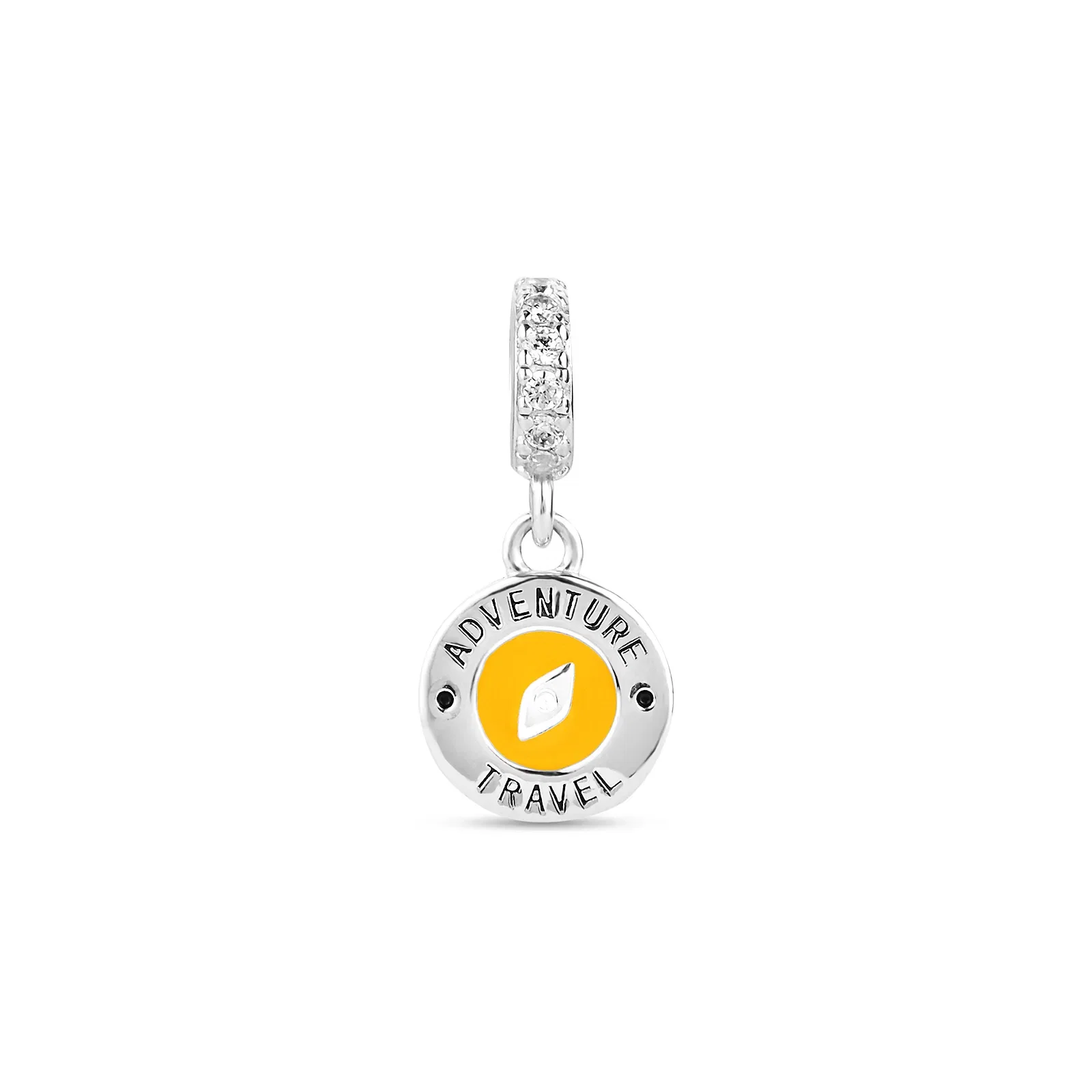 Pingente Life Viagens Bussula Adventure Travel em Prata 925 com Pedras Incolores e Esmalte — imagem 1