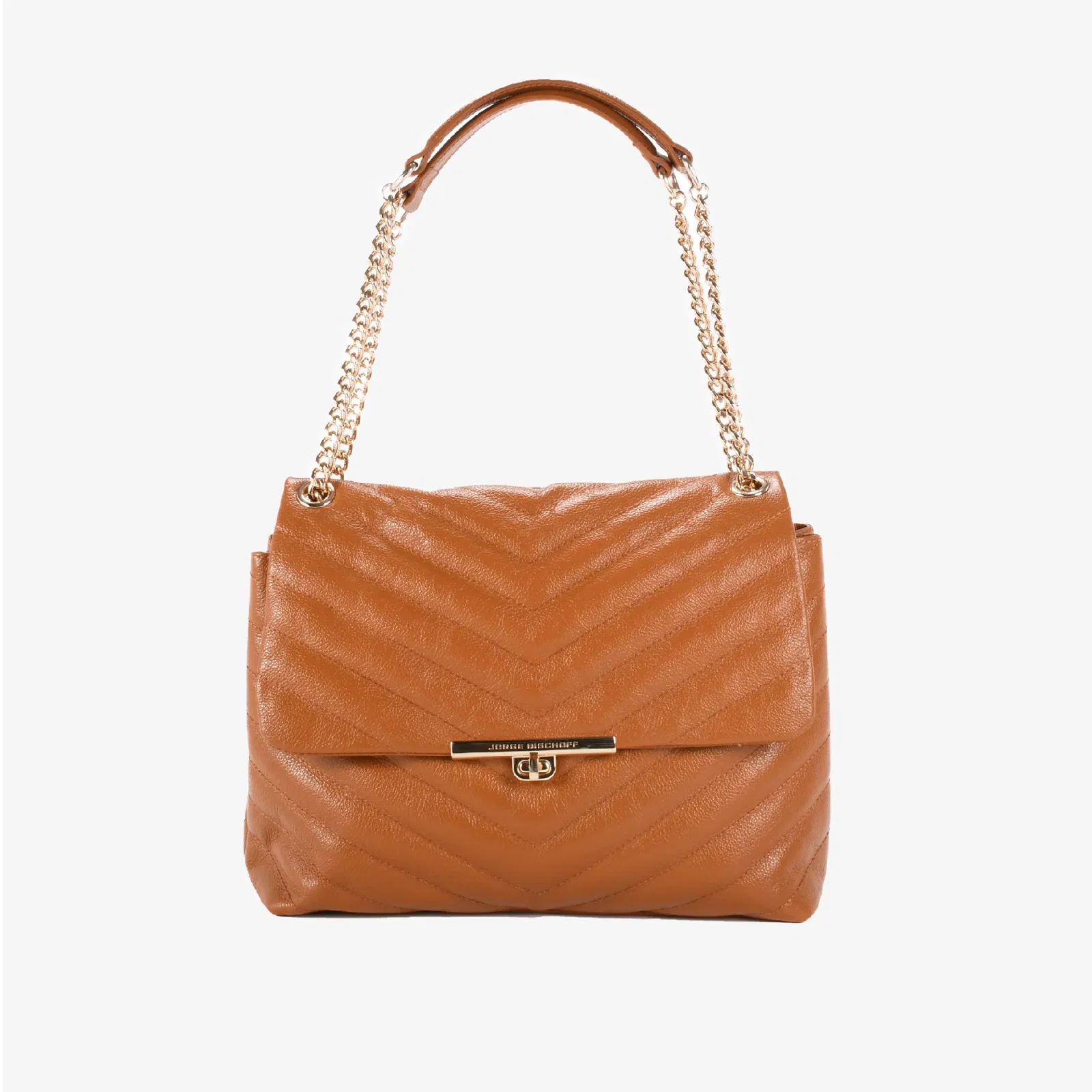 Bolsa De Ombro Mercedes Caramelo Anis Matelassê Couro