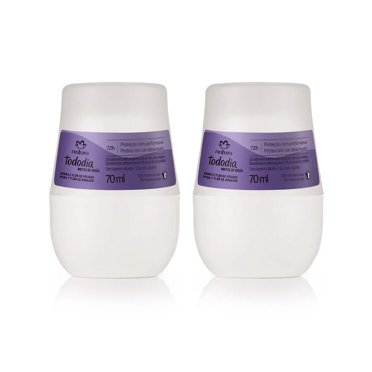 Kit Desodorante Antitranspirante Roll-on Tododia Amora e Flor de Pêssego 2 un de 70 ml