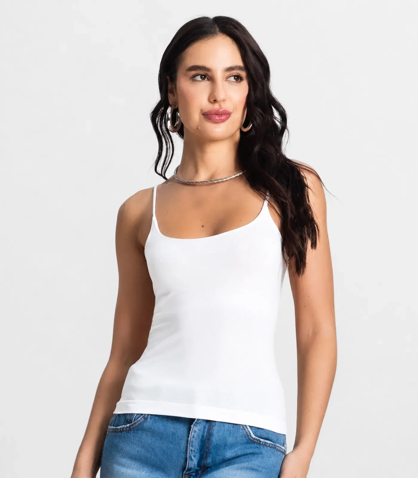 Blusa Feminina De Alça Poliamida Style Box Branco