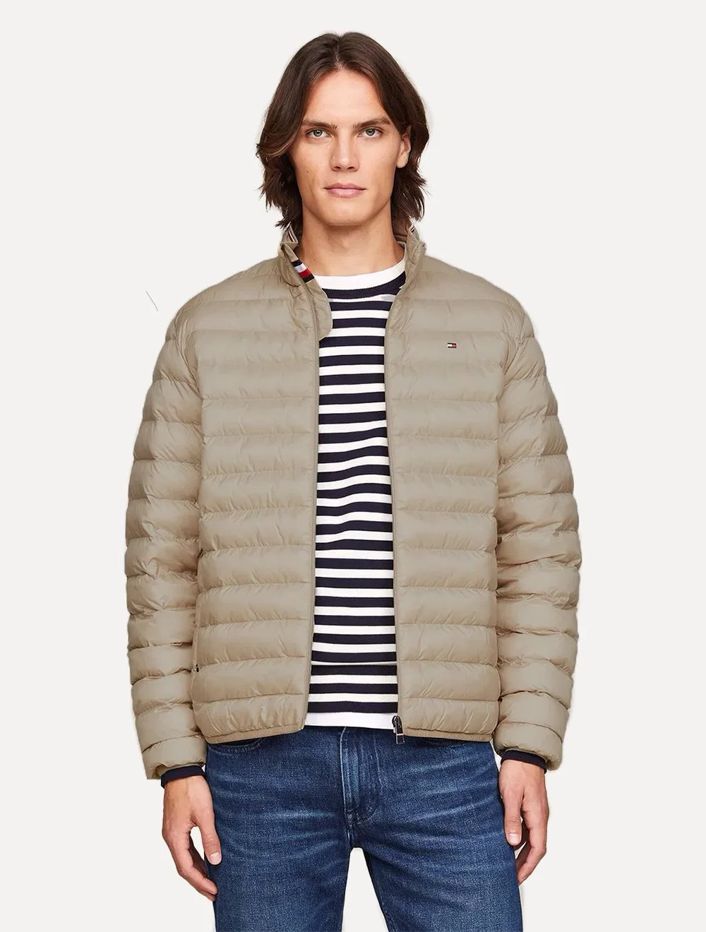Jaqueta Tommy Hilfiger Masculina Térmica Packable Circular Cáqui Escuro