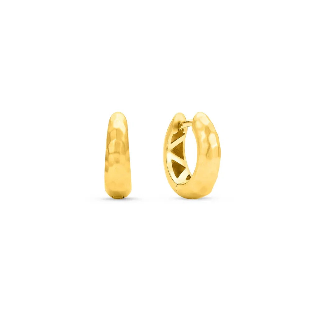 Argola Bombe Martelado em Ouro Amarelo 18k, 15mm — imagem 1