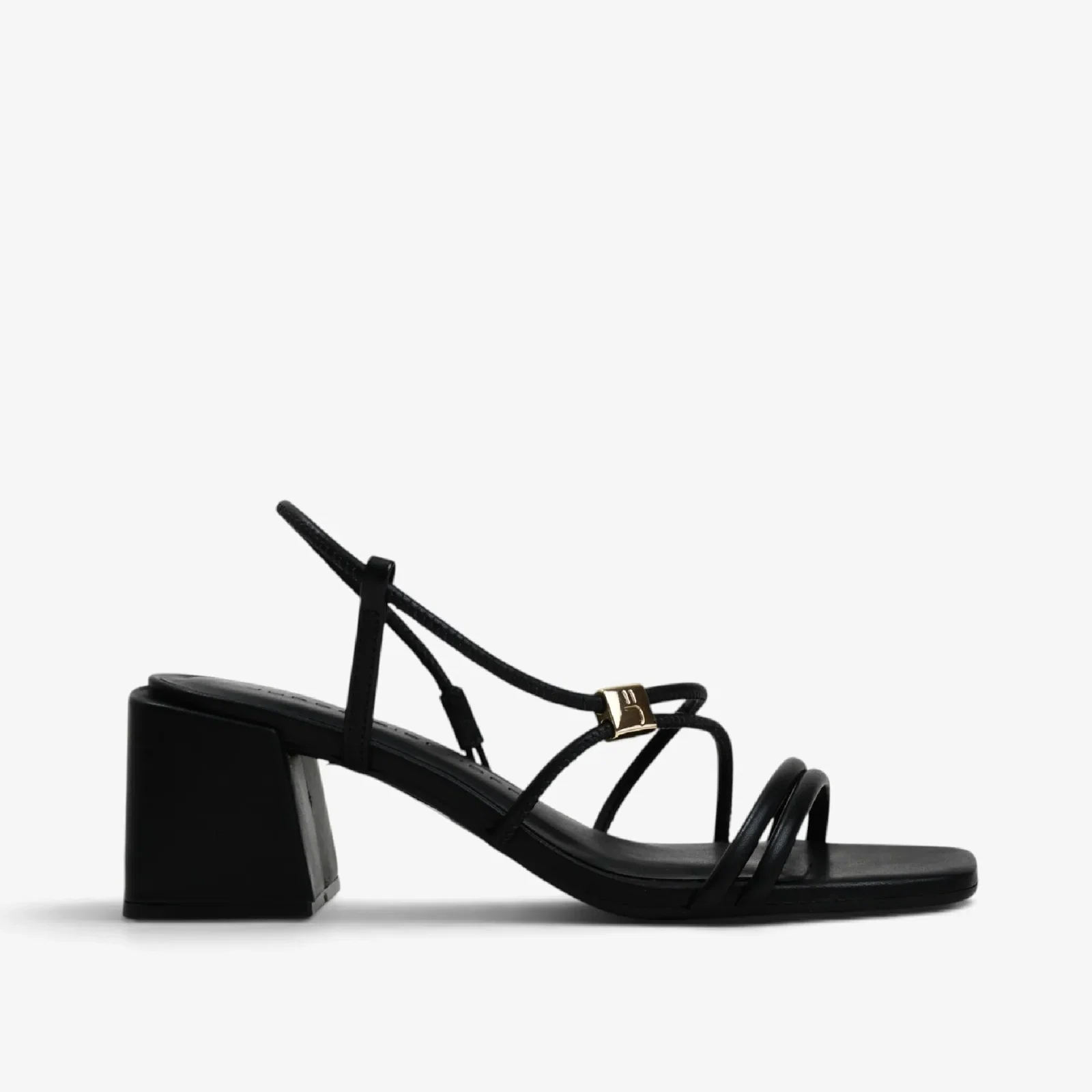 Sandália Salto Bloco Preto Couro