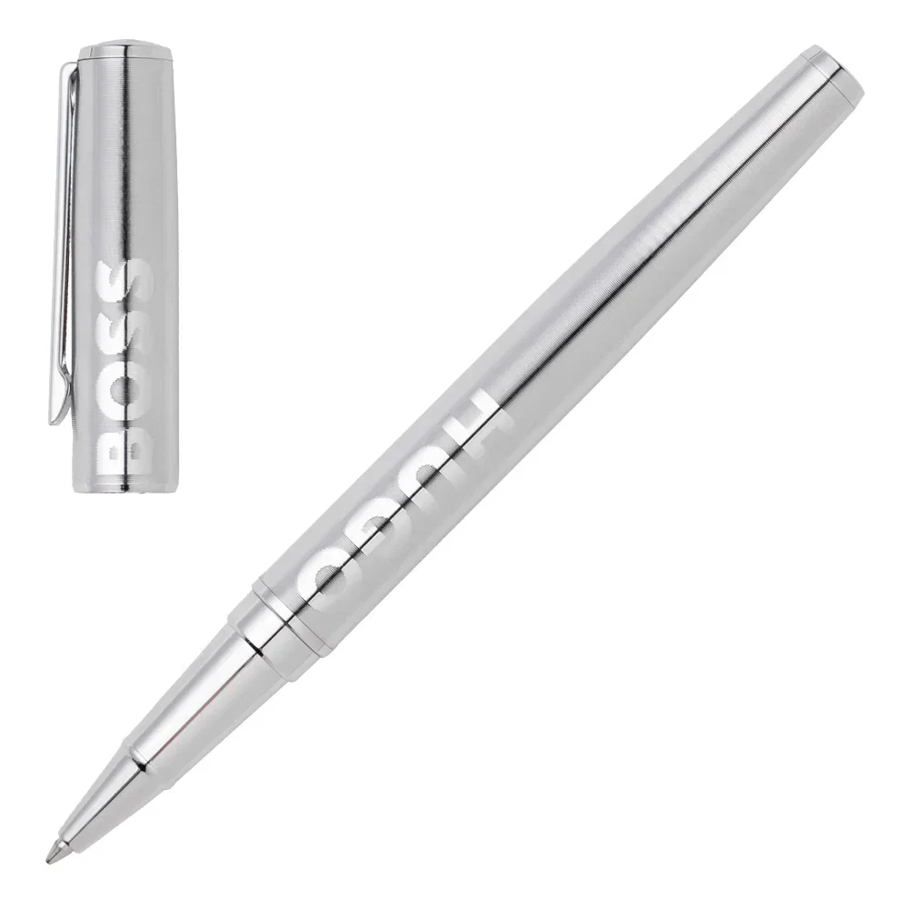 Caneta Hugo Boss Label Chrome Roller Recarregável Prateada - HSH2095B — imagem 1